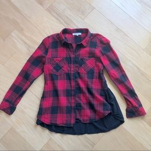 Peyton Jensen red & blk flannel button down sz xs